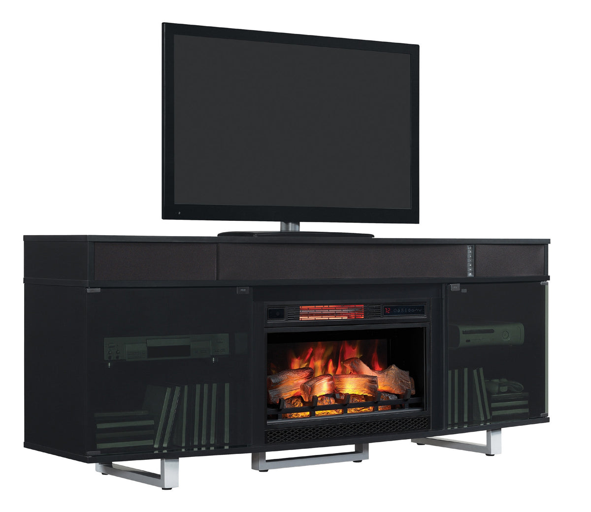 Classic Flame 26MMS9872-NB03 Black 72" Enterprise w/sound Mantel Fireplace Main image