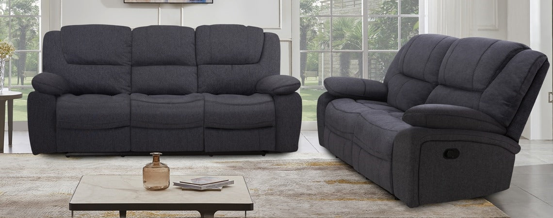 Manwah 3145 London Charcoal Reclining Sofa & Loveseat Main image