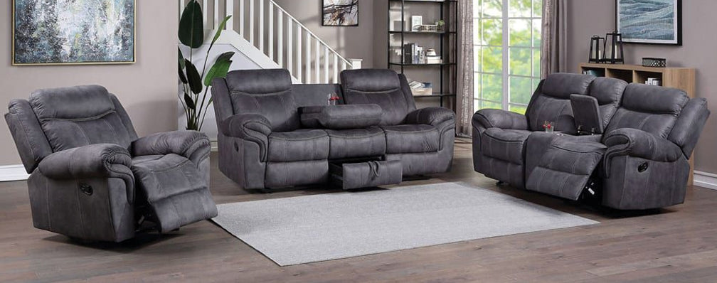 American Imports L4222961V Knoxville Grey Reclining Sofa & Loveseat