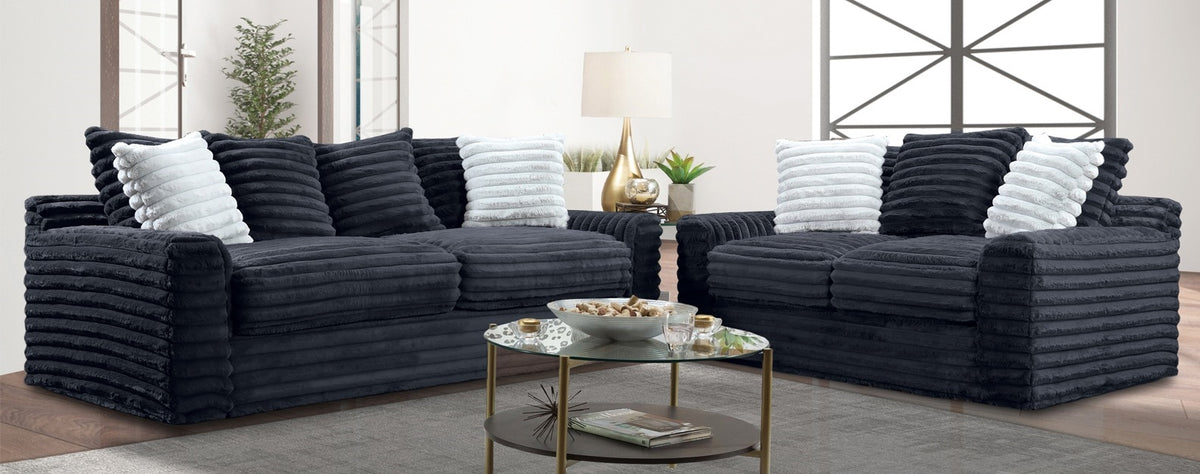 JCooper USA 4800 Jenna Onyx Sofa Loveseat Main image