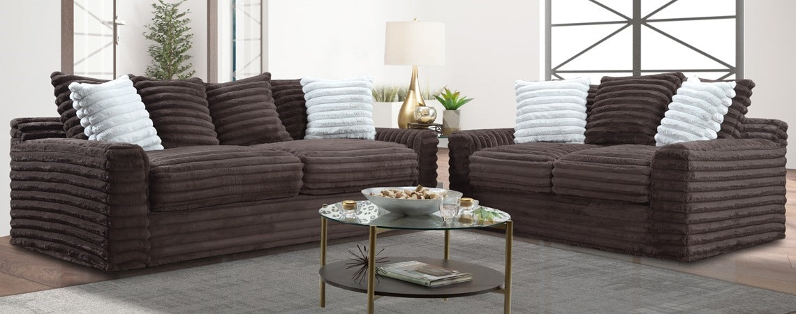 JCooper USA 4800 Jenna Chocolate Sofa Loveseat Main image
