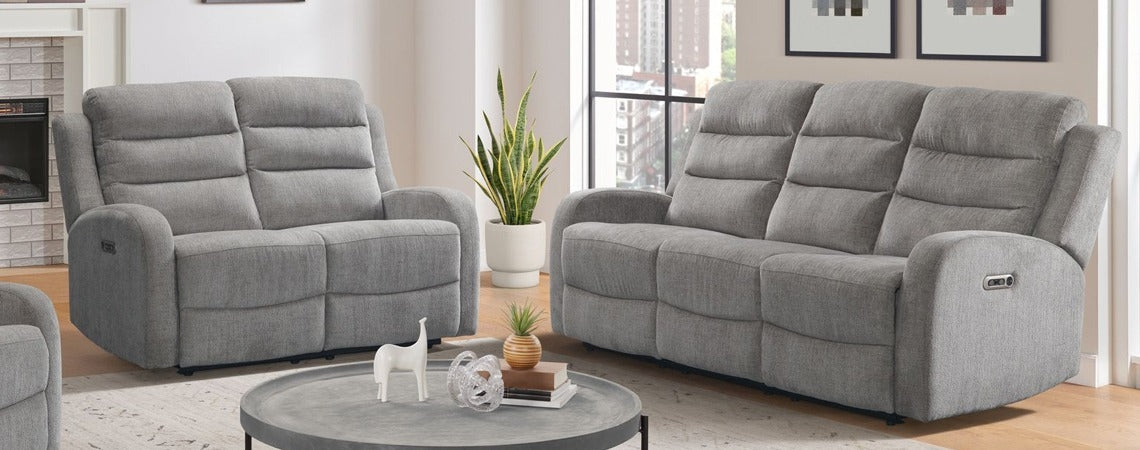 American Imports 5260 Avanti Gray Power Sofa & Recliner