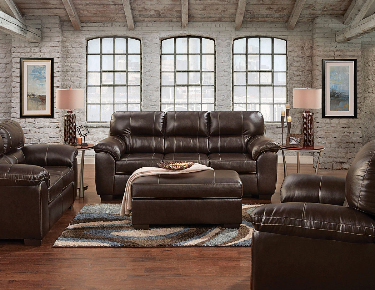 Affordable 5600 Austin Chocolate Sofa & Loveseat