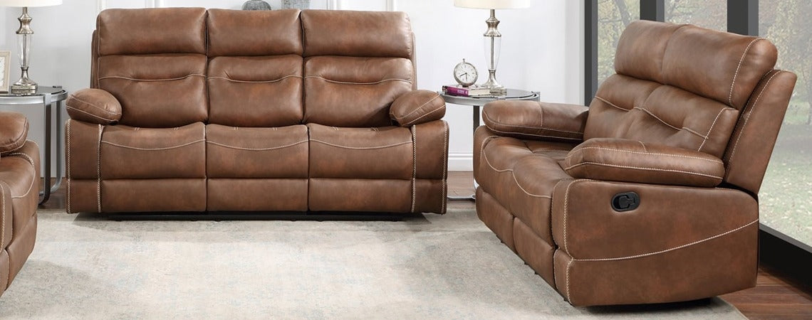 American Imports 560 Palomino Brown Reclining Sofa & Loveseat