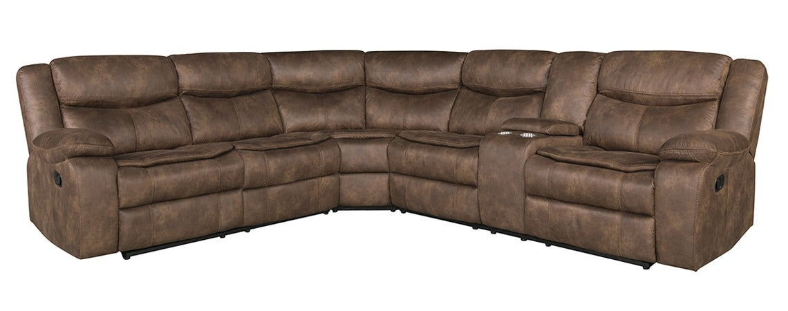 American Imports 6967 Dorado Walnut 3 Pc Reclining Sectional