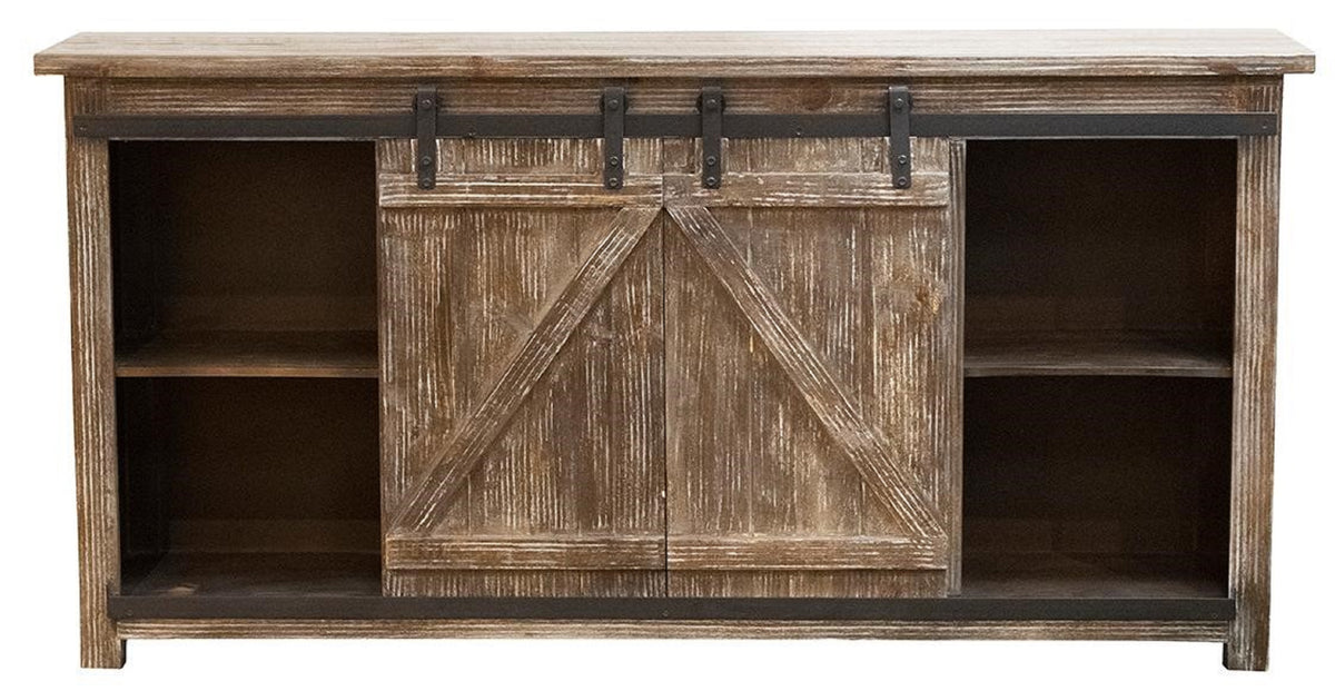 American Imports 870-M60-B Barnwood 60" TV Console Entertainment Center