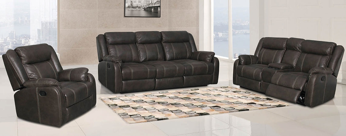 American Imports LV7303-GR-SL-2PC Gin Rummy Charcoal Motion Sofa & Loveseat Main image