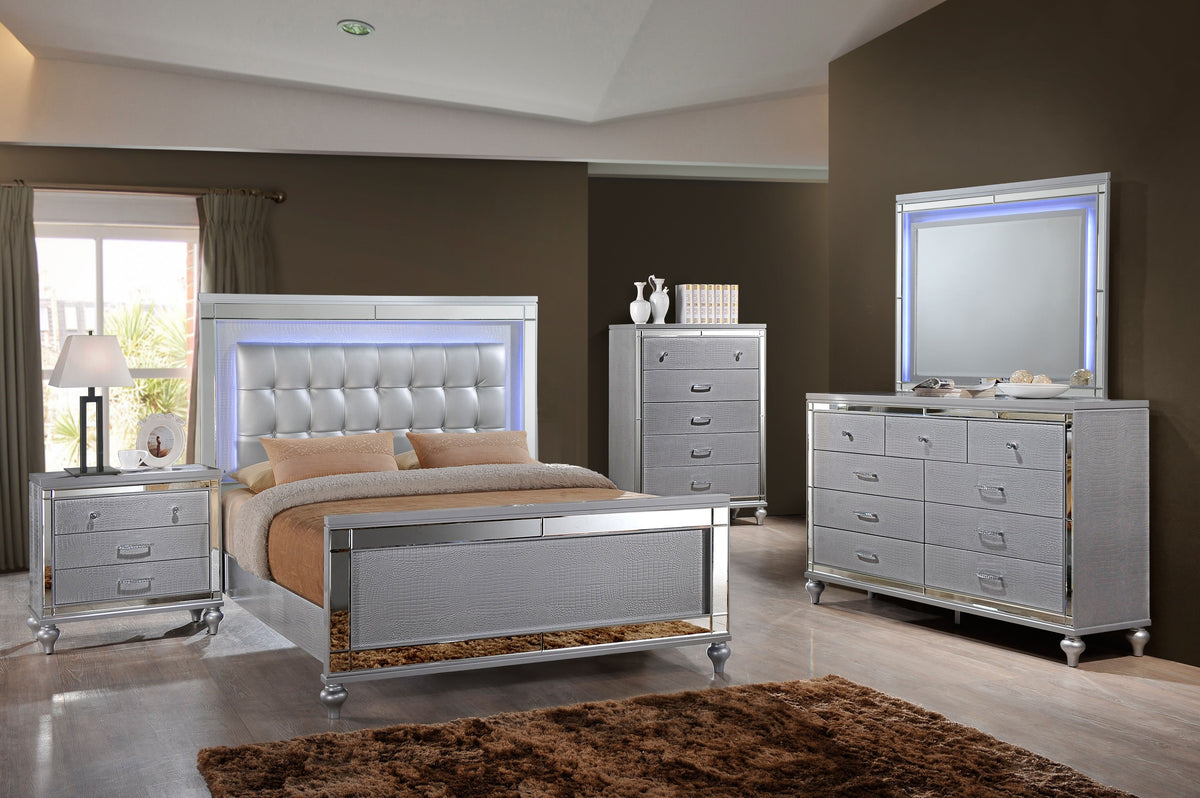 American Imports BA96985S-5PC Queen Valentino Silver 5 Pc Bedroom Main image