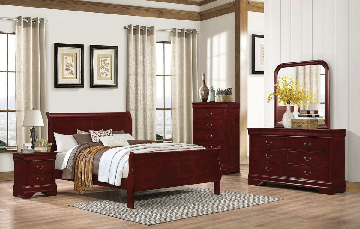 American Imports C4937A Martini Cherry Louis Phillipe- 5 Pc Bedroom Main image
