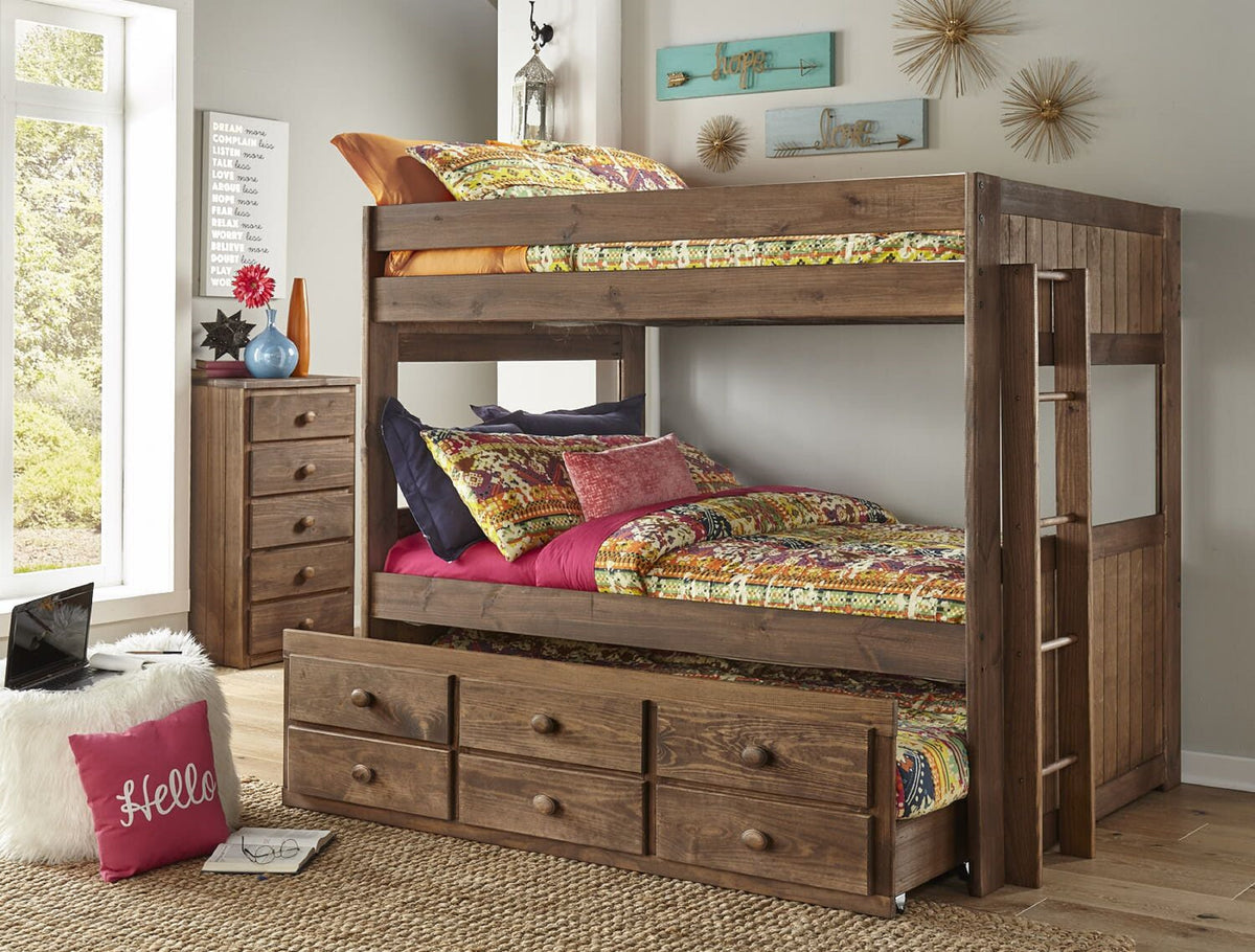 Simply Bunk Beds 626BBTR Full Full Wood W Trundle Bunkbed Main image