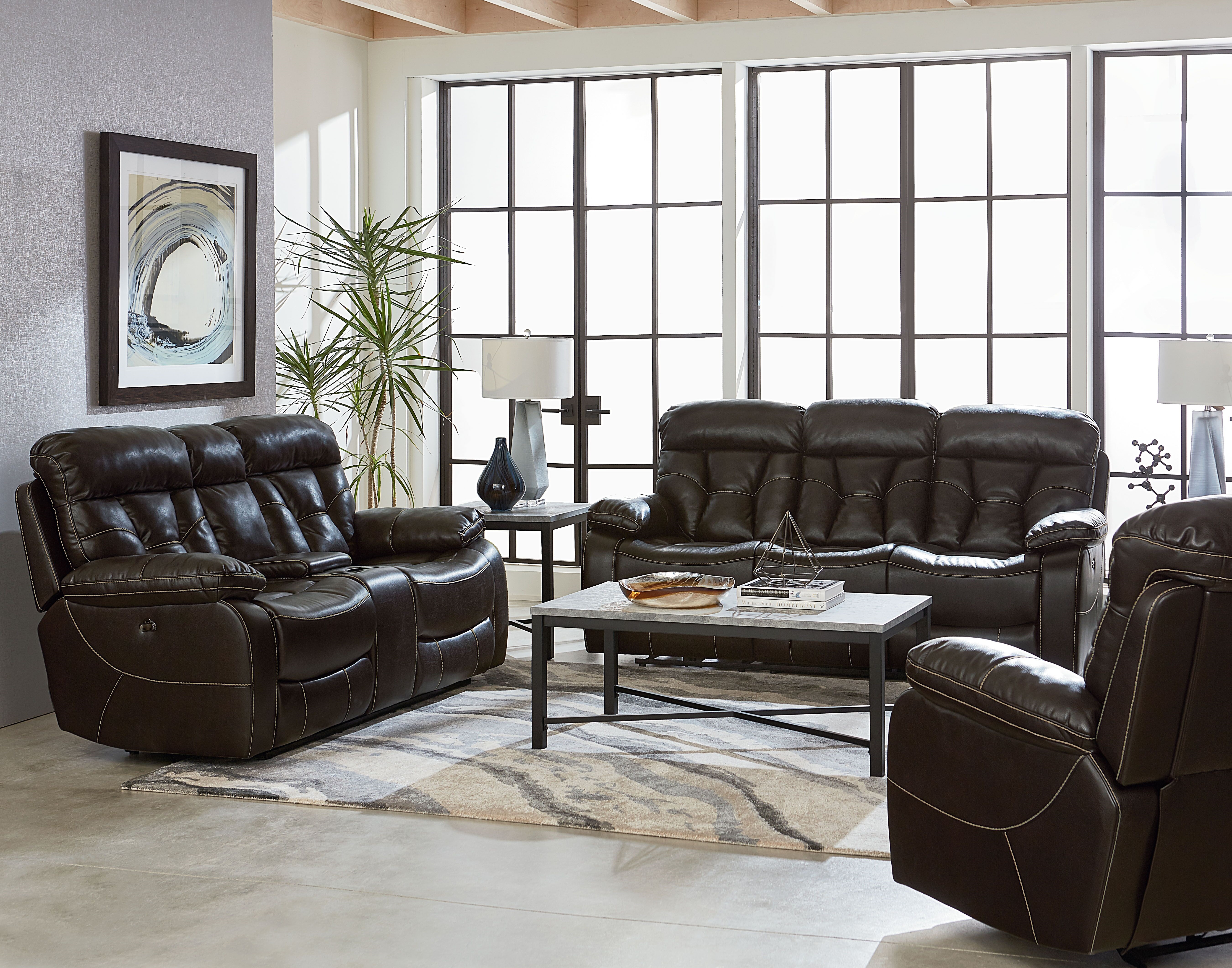 Corinthian 4150 Peoria Java Double Reclining Sofa & Recliner